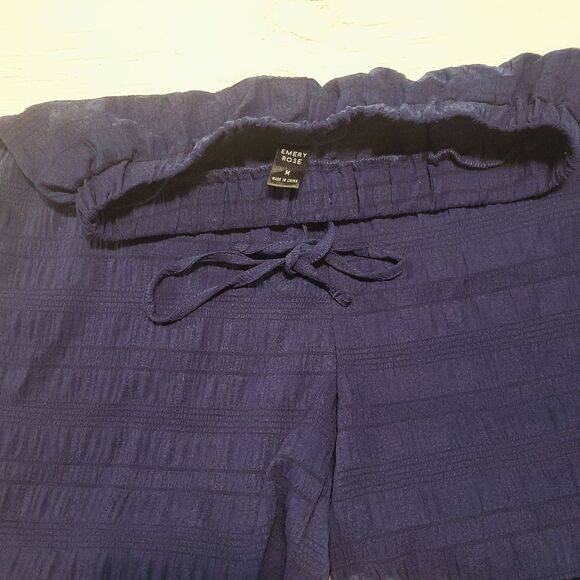 2 Piece Women's Lounge Set Blue Emery Rose Medium Wide Leg Stretch Waist - Picture 11 of 11